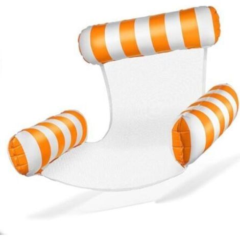 Coussin d'air pour piscine, fauteuil gonflable, chaise aquatique avec dossier et accoudoirs, siège de natation, chaise de natation gonflable, transat, transat aquatique (rayures orange) (1/5)