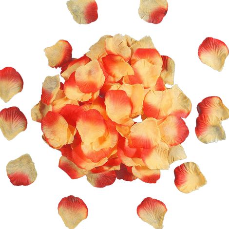 (Orangefarbener Farbverlauf) 5000 künstliche Rosenblätter aus Vliesstoff (5000 Stück) zur Dekoration von Hochzeiten, Brautzimmern, Betten, Bühnen, Podien und Karaoke (Lieferant: 100 Stück pro Packung, (1/2)