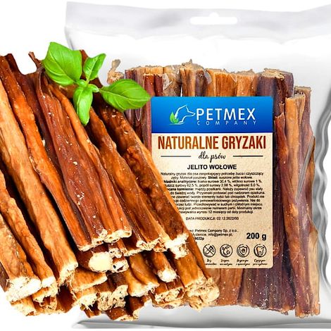 Snack naturale da masticare per cani Petmex Intestini di manzo essiccati 200 g