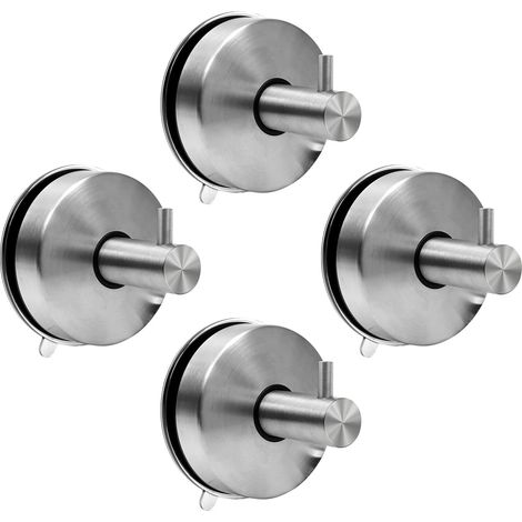Set mit 4 extra starken Saugnapfhaken aus Edelstahl 304, kein Bohren erforderlich, starker Saugnapf, perfekt zur Aufbewahrung von Küchentüchern und Badezimmeraccessoires. (1/5)