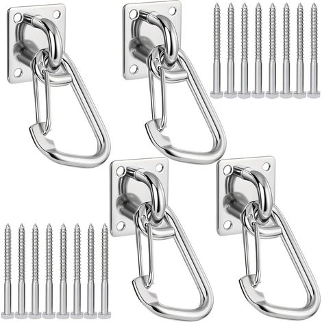 Lot de 4 crochets de suspension robustes en acier inoxydable M10 avec œillet de plafond et mousqueton intégrés (1/5)