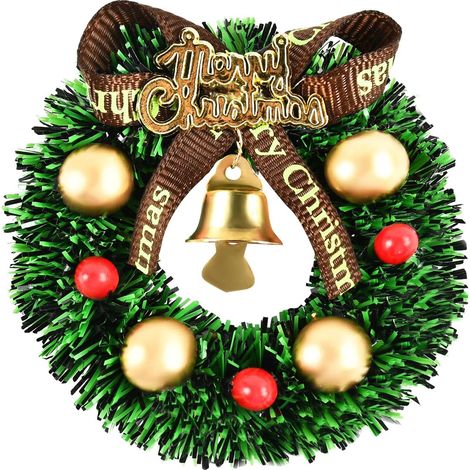 Mini-Weihnachtsgirlande, Miniatur-Weihnachtskranz, 6 cm Mini-Türkranz, geeignet für Puppenhausdekoration, Weihnachtsbaumschmuck-Anhänger (1/5)