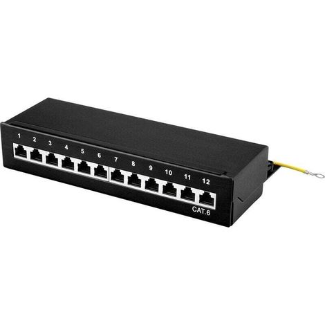 Boîtier de brassage 12 ports CAT6 1U pour câblage réseau – W633431, métal robuste, montage mural et rack (1/4)