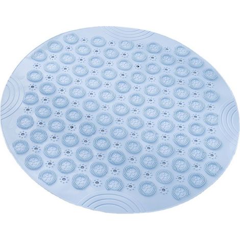 PVC Tapis de Bain de Massage Rond Tapis Douche Antidérapant Tapis de Salle de Bain Tapis de Douche Lavable en Machine Tapis de Baignoire avec Trous de Drainage et Ventouses,30x30cm,Bleu (1/5)