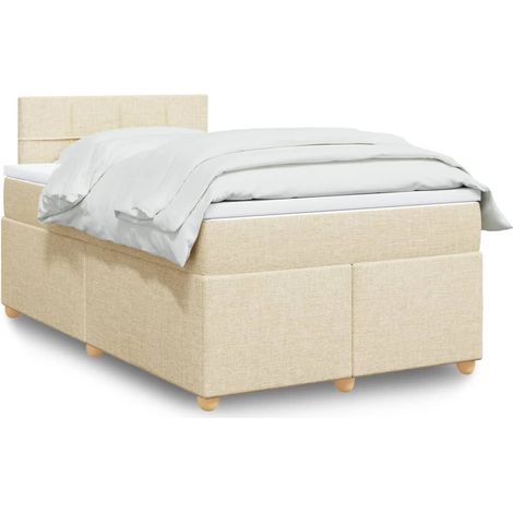 Boxspringbett mit Matratze Creme 120x190 cm Stoff