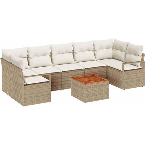 Maison Exclusive - Gartensofa-set mit Kissen 8 pcs Beige Poly-Rat