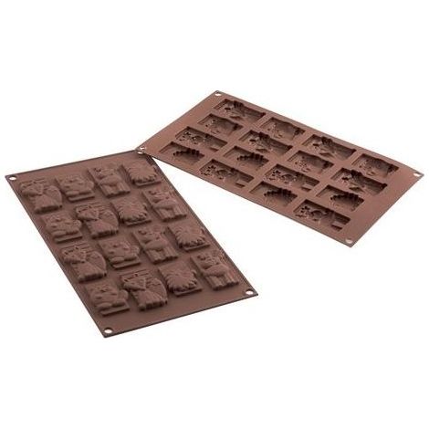 Silikomart SF198 Stampo In Silicone Winter Choco Tags 16 Monoporzioni 37x60 Mm