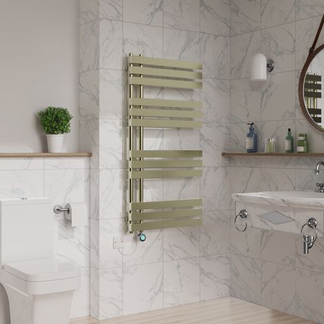 WiFi Electric Towel Rail Timer D Tube 1200x600mm Brushed Brass (1/5)