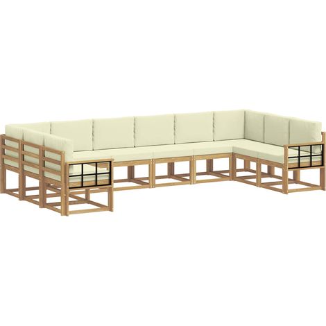 Outdoor-Sofagarnitur 10 stk. Weiß und Creme vidaXL (1/5)