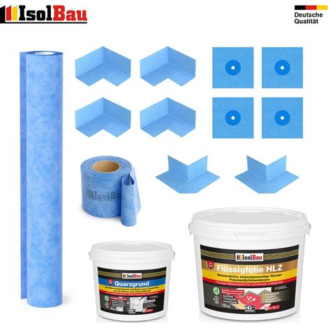 Dichtset Flüssigfolie HLZ 12 kg Quarzgrund Dichtband Dichtbahn Dusche Bad Balkon (1/5)
