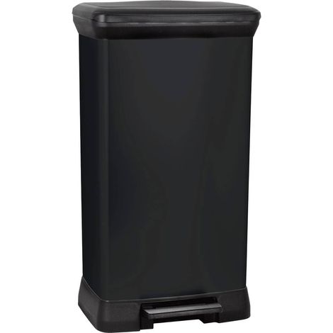 Curver – Poubelle à pédale 50L – Dimensions 390 x 720 x 290 mm – Couvercle Soft-close – Matériau anti-rouille – Finition noire métallisée (1/5)