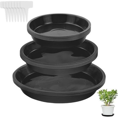 Lot de 9 soucoupes rondes en plastique pour pot de fleurs - Pour l'intérieur et l'extérieur (1/5)