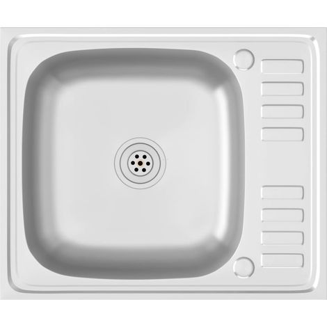 Set lavello e scolapiatti lavello da incasso lavello cucina interno casa argento 50 x 60 x 15,5 cm acciaio inox 020004353
