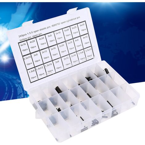 240 Stück elastische zylindrische Stifte aus Kohlenstoffstahl, hohle Positionierhilfen 1,5–5 (1/5)