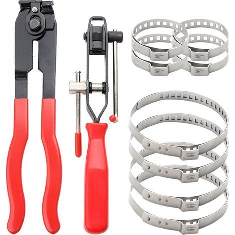 Hose Clamp Pliers, 2 Clamps, Cardan Joint Hose Clamps and Crimping Band Clamps with 8 Pcs RW Hose Clamp Set (1/5)