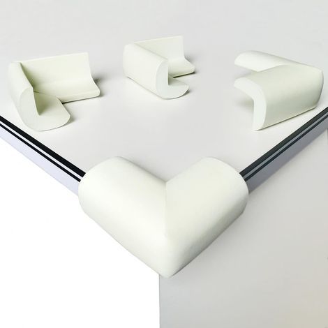 Lot de 10 protections d'angle en mousse souple pour bébé, protections d'angle antichoc à angle droit avec adhésif puissant pour tables et meubles pointus (1/4)