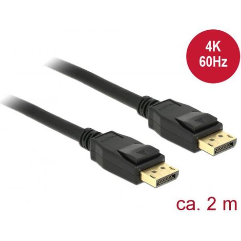 Câble de raccordement Delock DisplayPort Fiche mâle DisplayPort, Fiche mâle DisplayPort 2.00 m noir 83806 contacts dorés Câble DisplayPort C697921 (1/3)
