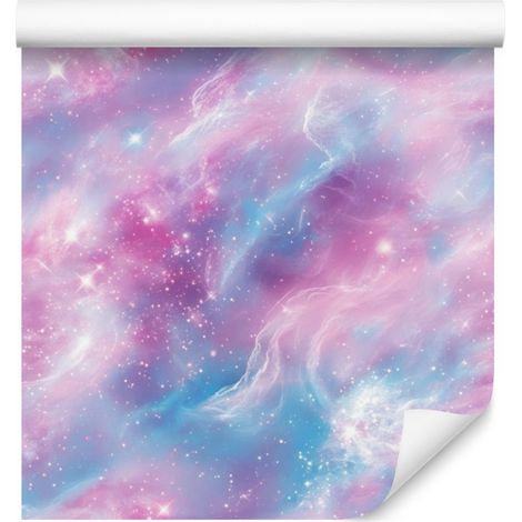 Papel pintado Galaxia en acuarela: lavanda, azul, violeta y azul celeste, 50x1000 cm. (1/5)