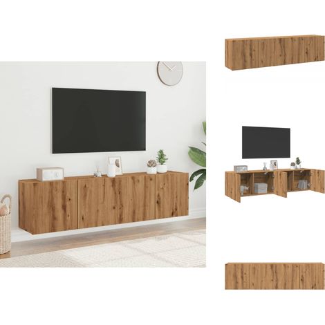TV-Wandschränke 2 Stk. Artisan-Eiche 80x30x41 cm - TV-Schrank - TV-Schränke - HiFi-Schrank - Medienschrank (1/5)