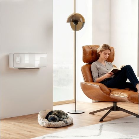 Calefactor mural cerámico Blanco 2000 W con ventilador, termostato y temporizador FloraGrace (1/5)