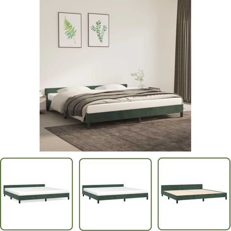 The Living Store Cadre de lit sans matelas vert foncé 200x200 cm velours - Cadre De Lit - Lit Double - Lit Velours - Literie - Meuble Chambre (1/5)