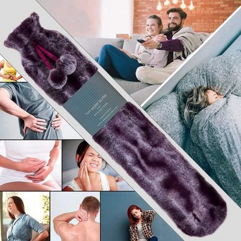 Bouillotte, Avec Amovible Housse Bouteill, D'eau Chaude en Peluche Sûr et Durable Faire Chauffe (1/3)