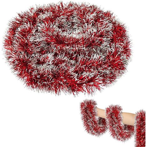 10m Christmas Garland Christmas Decoration Christmas Garland Tree Garland with Snow Green White Red Christmas Garlands Christmas Decoration for Wedding Outdoor Indoor Staircase (Red) (1/5)