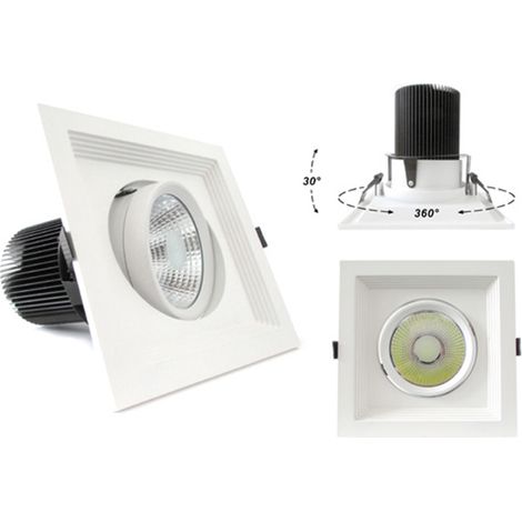 Faro Led Da Incasso COB 30W 220V Quadrato Bianco Naturale Orientabile Con Riflettore (1/3)