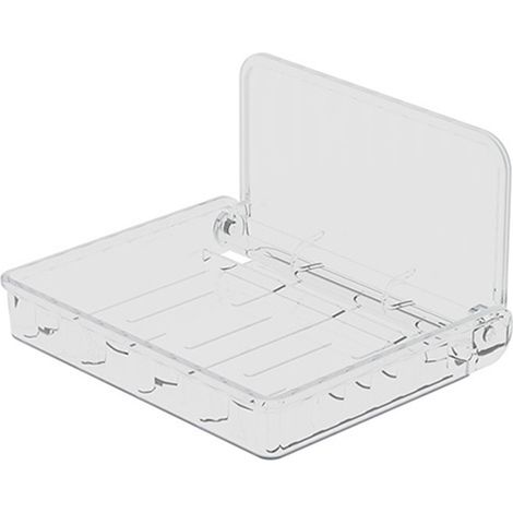 Étagère murale pliante transparente sans perçage, grande capacité, robuste, rabattable, fixe au mur, idéale pour salle de bain, rangement gain de place. (1/5)