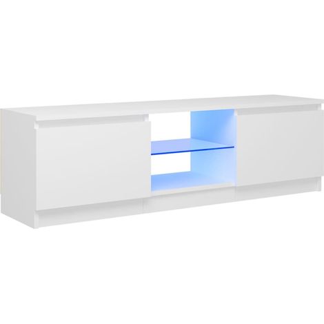 FIMEI Meuble TV avec lumières LED Blanc 120x30x35,5 cm (1/5)