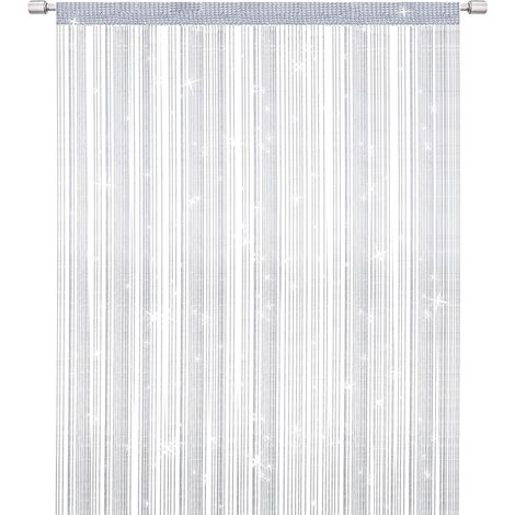 Metallener Moskitonetz-Vorhang für Türen, eleganter Pompon-Raumteiler-Vorhang, kompatibel mit der Inneneinrichtung, Raumteiler geeignet für Türen und Fenster, weiß (100x200cm) (1/5)