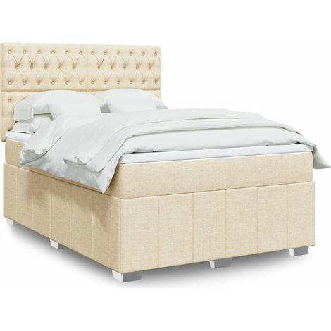 Boxspringbett mit Matratze Creme 140x200 cm Stoff vidaXL
