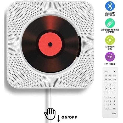 Tragbarer CD-Player, Bluetooth, Wandmontage möglich, integrierte HiFi-Lautsprecher, Heimkinoanlage mit Fernbedienung, UKW-Radio LBQ12 (1/4)