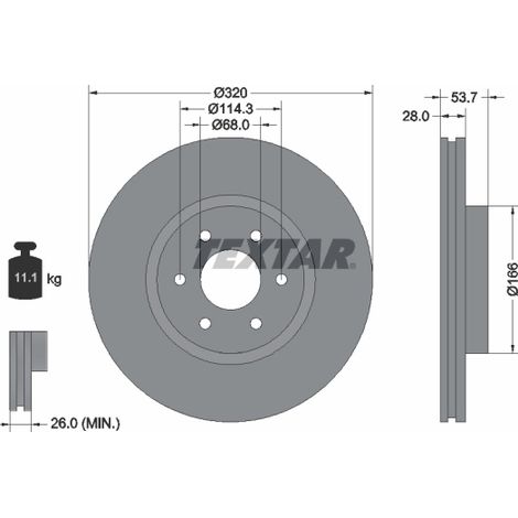 Lot de 2 Disques de frein Textar 92296503 MERCEDES-BENZ 402065XA0A 4704210200