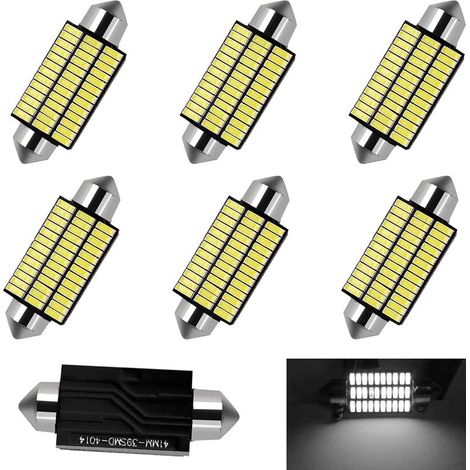 Bombilla LED Ampoule de 41 mm, 6 unidades C1.5W LED 39SMD 300 lúmenes Chipset 4014 para automóvil 12V 6000K Canbus sin errores, luz interior de coche tipo cúpula, mapa o maletero, Plug and Play (1/5)