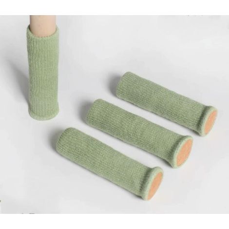 Juego de 4 protectores para patas de silla con fieltro grueso en la parte inferior, diseño de doble capa y silicona antideslizante en el interior (verde). (1/5)