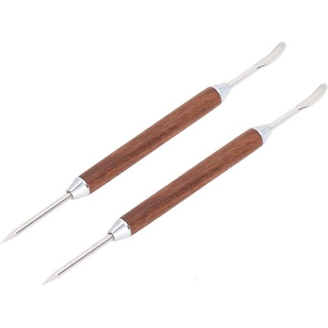 Lot de 2 stylos à café décoratifs avec manche en bois et aiguille à points fantaisie en acier inoxydable pour la décoration DIY (1/5)