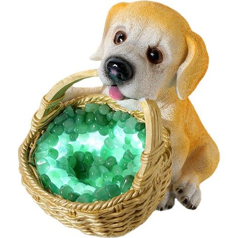 Veilleuse en cristal naturel et pierre concassée,Panier en bambou pour chien, prise usb créative, lumière d'ambiance cristalline pour la maison, vert