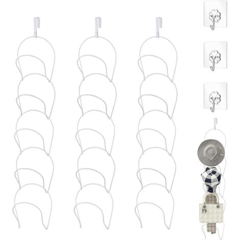 Lot de 15 Porte-Casquettes de Baseball réglables à Suspendre pour écharpes, Sacs à Main, Serviettes, vêtements, Cravates avec Crochets de Suspension, Blanc (1/5)