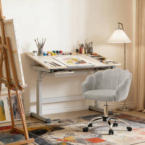Silla escritorio giratoria regulable gris claro OKMYHOME (1/5)