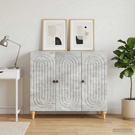 Buffet gris béton 3 portes en bois d’ingénierie 89 x 34,5 x 80 cm, 26.67kg - PANGIVO (1/5)