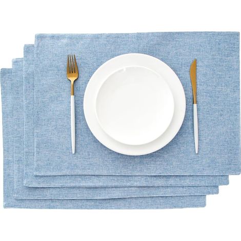 Lot de 4 Sets de Table en Tissu, Polyester Lavable, Protection Quotidienne (1/5)