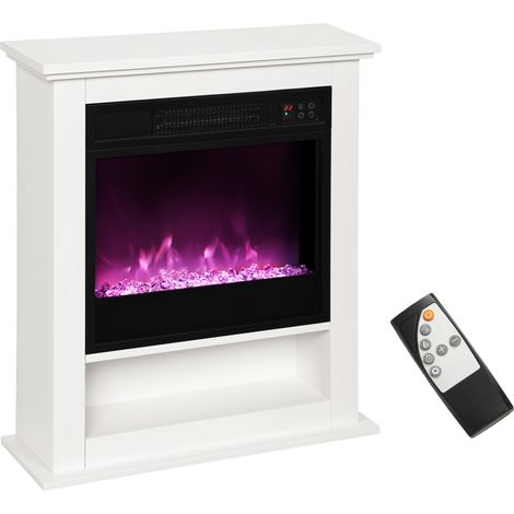 HOMCOM 1800W White Electric Fire with Remote & Timer for Living Room (1/5)