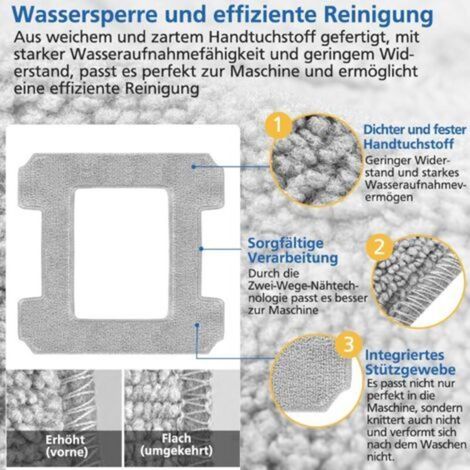 Lot de 6 lingettes de nettoyage pour robots lave-vitres Ecovacs Winbot W1 / W1 Pro / W2 / W2 Omni - Chiffons de nettoyage en microfibre lavables (1/3)