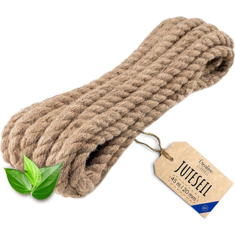 Juteseil Natur robust & langlebig für DIY & Deko 45 m x 20 mm