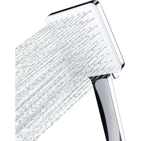 Newentor Pommeau de Douche, Grande Pommeau Douche Carrée avec Commande à Une Main, Pommeau de Douche Haute Pression avec 6 Modes de Douche, Chromés