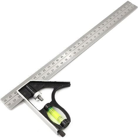 Square Scriber Rulers Measuring Tools, 300mm Combination Square, Stainless Steel Combination Angle Ruler with Zinc Alloy Adjustable Right Angle Ruler Tool, Combination Square Angle Ruler (1/5)
