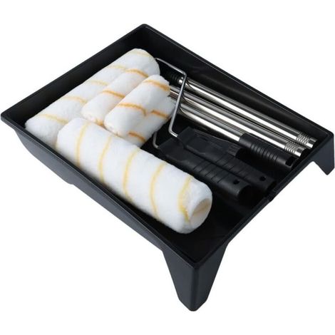 Lot de rouleaux de peinture professionnels avec plateau, rouleaux de 22,9 cm et 10,2 cm, tiges d'extension de 5 x 27 cm, manchons en polyester pour peinture murale et plafond (1/5)