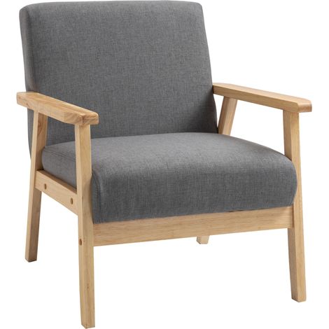 Poltrona relax grigia in tessuto effetto lino con braccioli 64 x 70 x 72 cm (1/5)