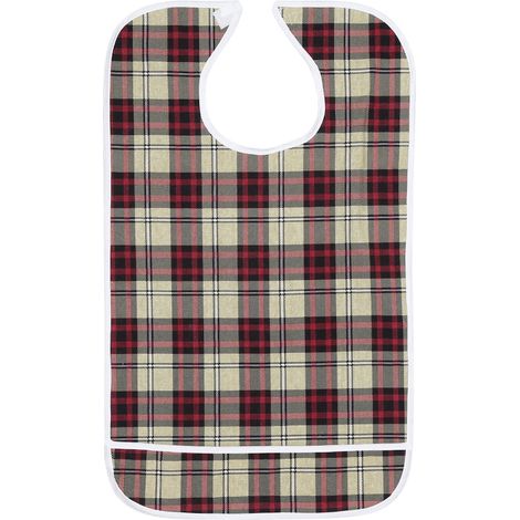 Bavoir adulte imperméable double couche, tablier repas protecteur vêtements, kaki, pour seniors, repas sans tache. (1/5)